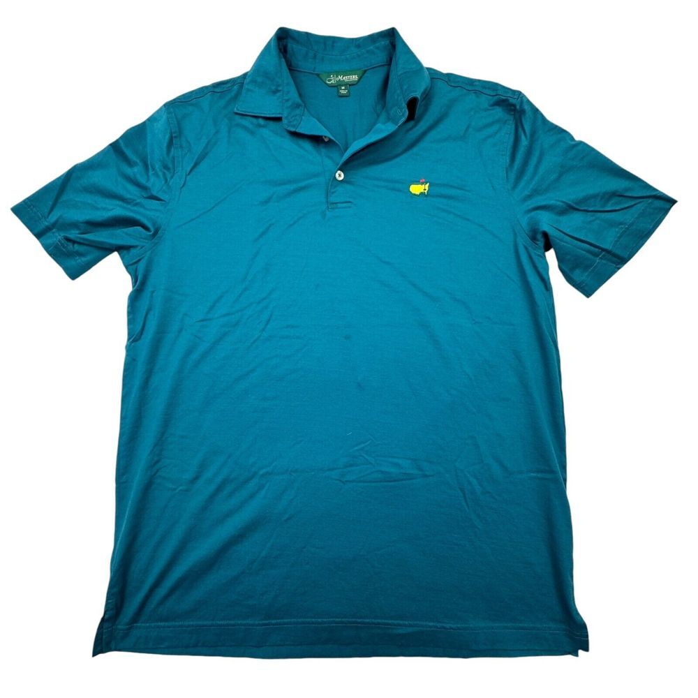 Masters Polo Shirt Mens M Blue Golf Performance Short Sleeve Augusta National